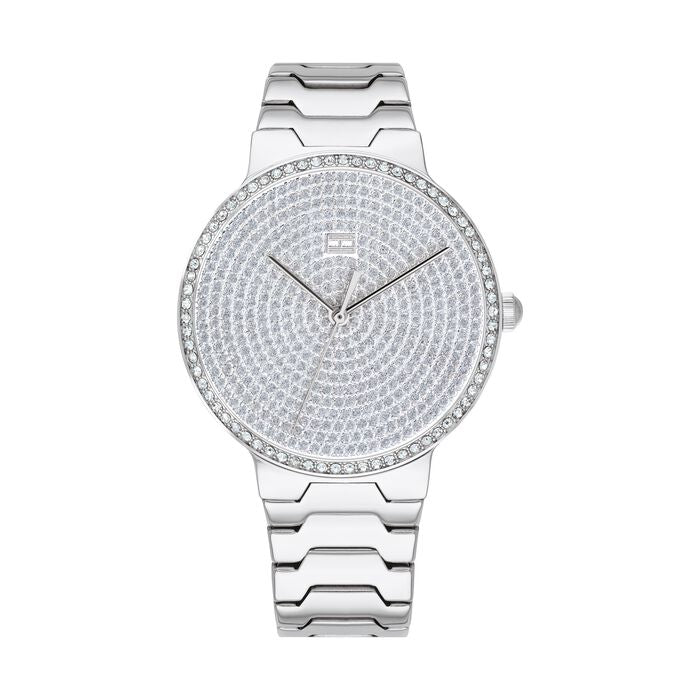 Relógio importado TOMMY HILFIGER feminino 36mm prata com cristais