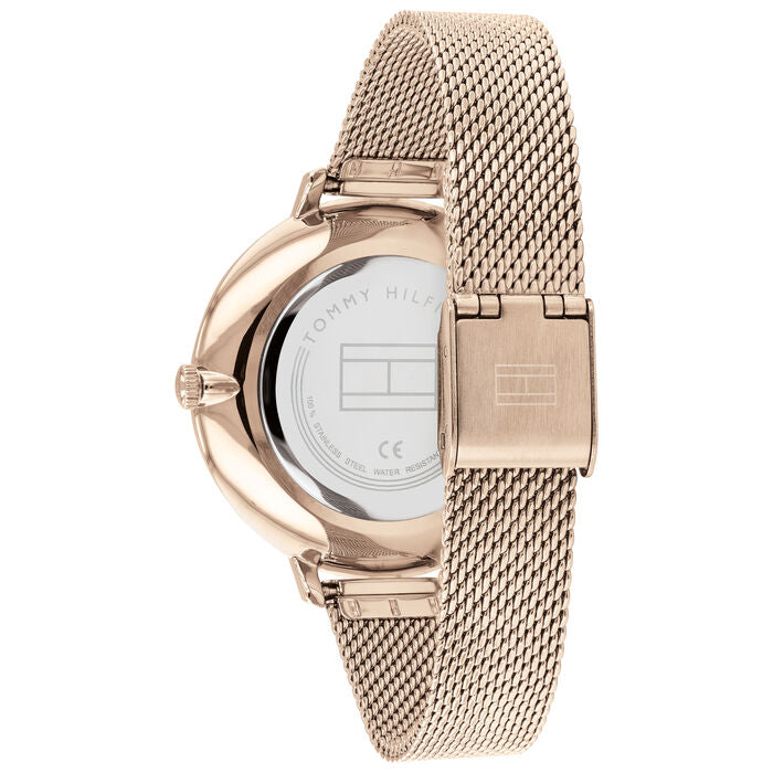 Relógio importado TOMMY HILFIGER feminino 38mm mostrador branco pulseira rose