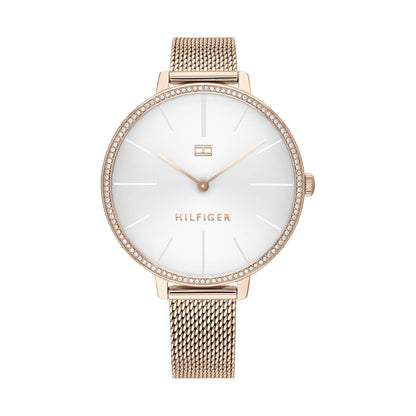 Relógio importado TOMMY HILFIGER feminino 38mm mostrador branco pulseira rose