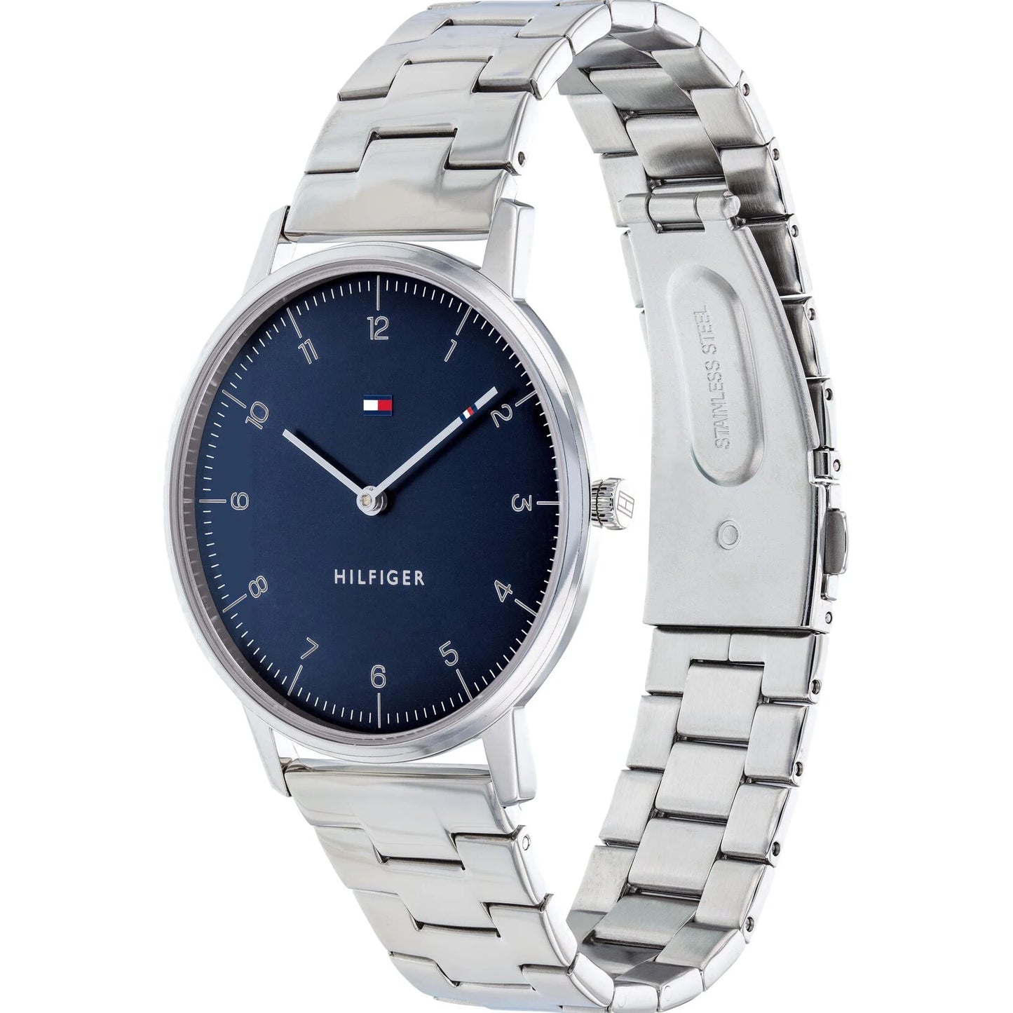 Relógio importado TOMMY HILFIGER masculino prateado com mostrador azul 41mm