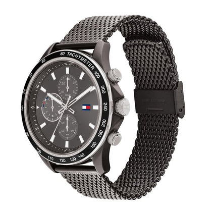 Relógio masculino TOMMY HILFIGER 48mm mostrador marrom e pulseira texturada