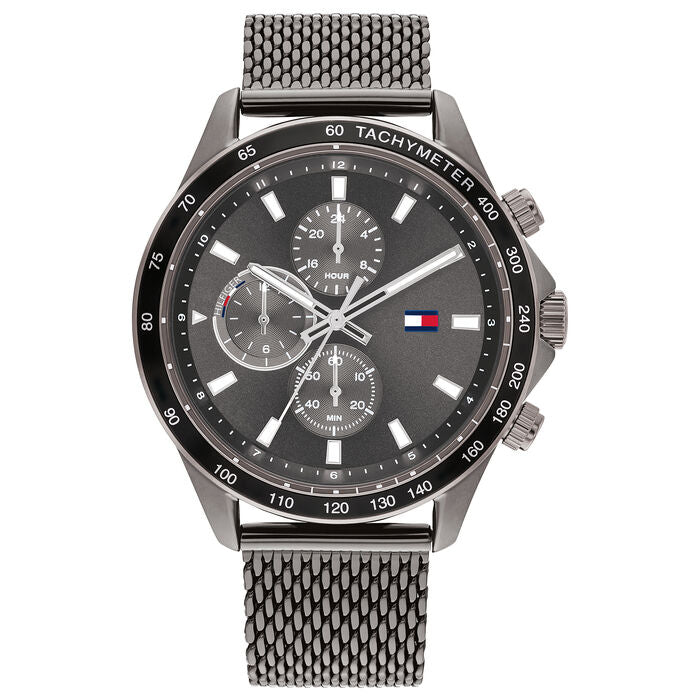 Relógio masculino TOMMY HILFIGER 48mm mostrador marrom e pulseira texturada