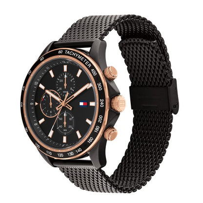 Relógio masculino TOMMY HILFIGER 48mm mostrador marrom e pulseira texturada