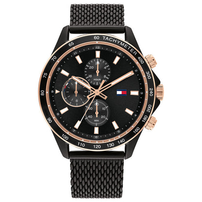 Relógio masculino TOMMY HILFIGER 48mm mostrador marrom e pulseira texturada