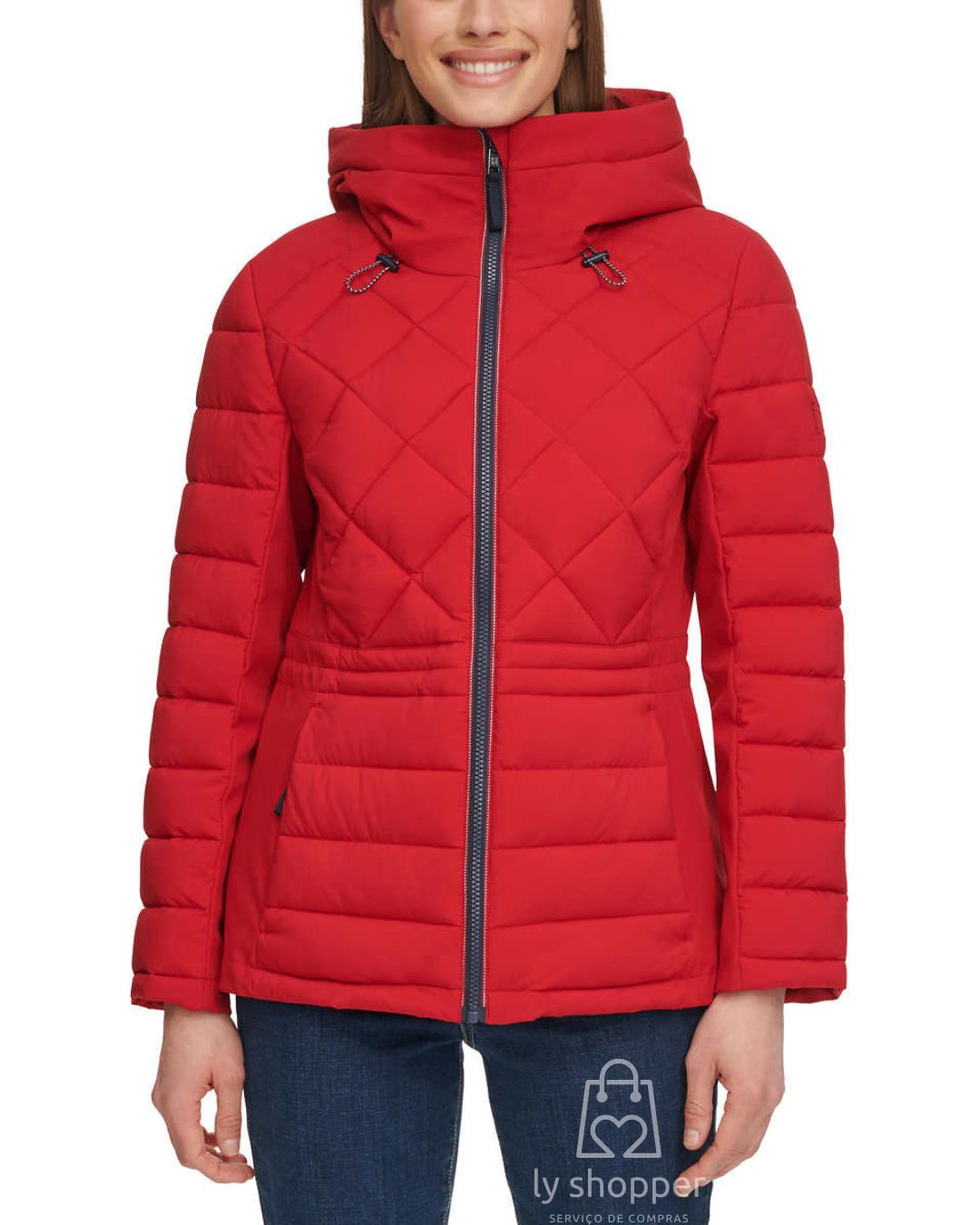 Jaqueta feminina importada TOMMY HILFIGER puffer com capuz