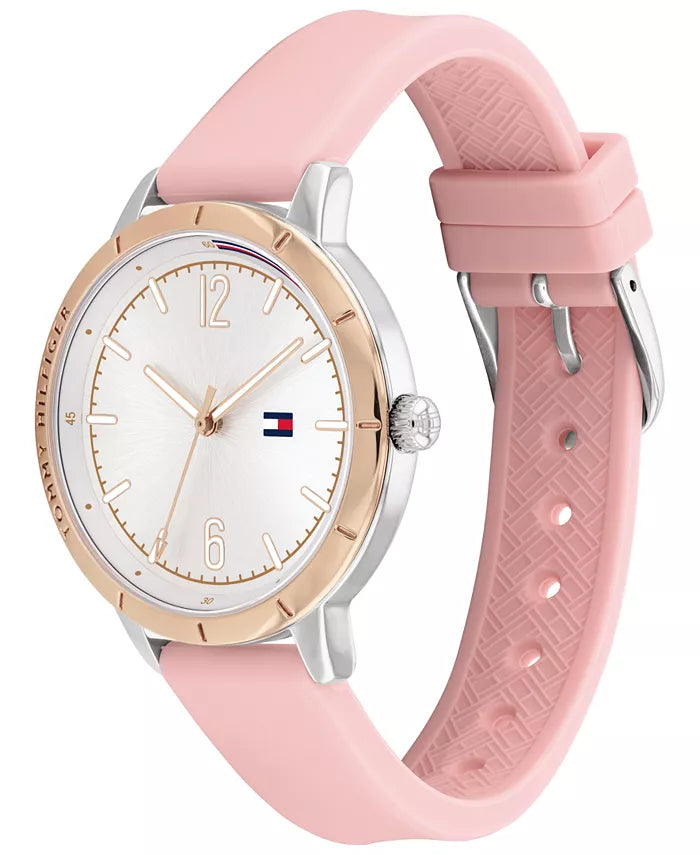 Relógio feminino TOMMY HILFIGER com pulseira de silicone rosa 38mm