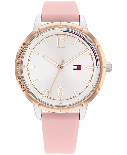 Relógio feminino TOMMY HILFIGER com pulseira de silicone rosa 38mm