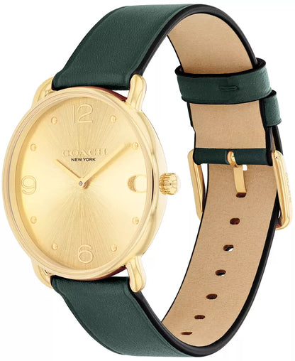 Relógio unissex COACH Elliot com pulseira de couro verde 36 mm