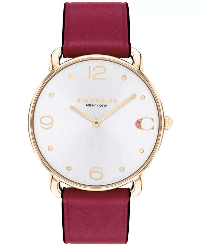 Relógio feminino COACH Elliot Rouge de couro 36 mm vermelho