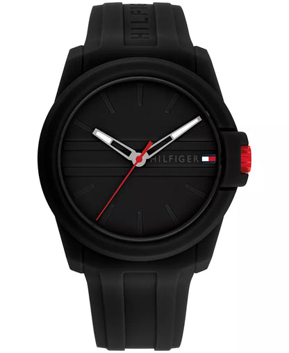 Relógio masculino Tommy Hilfiger 44mm com mostrador preto e pulseira preta