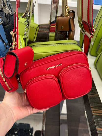 Bolsa transversal MICHAEL KORS com porta ipods e moeda, alça de tecido