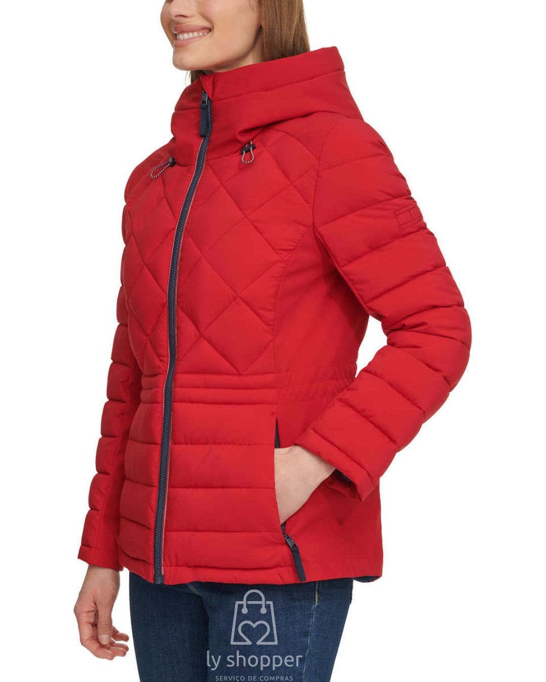 Jaqueta feminina importada TOMMY HILFIGER puffer com capuz