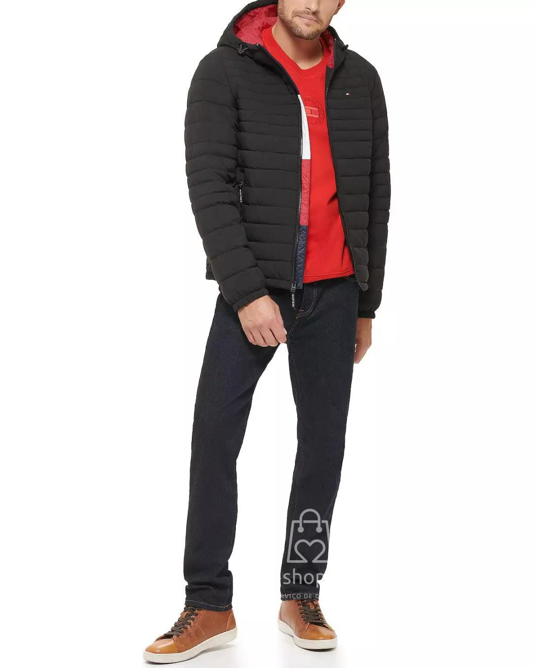 Jaqueta importada masculina TOMMY HILFIGER puffer com capuz