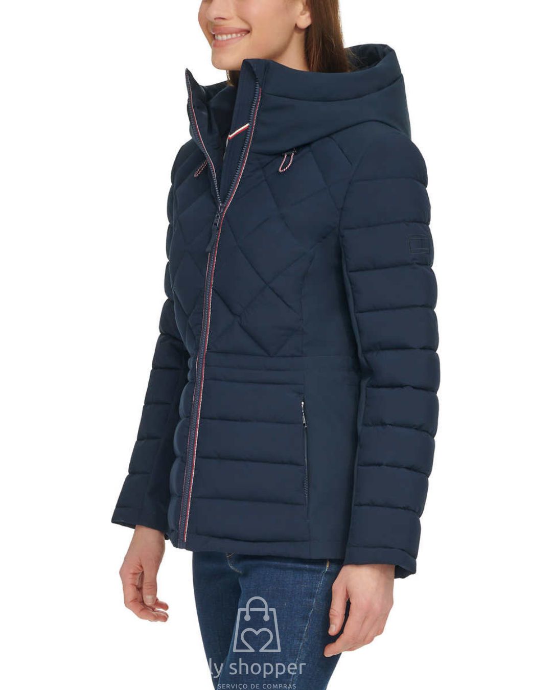 Jaqueta feminina importada TOMMY HILFIGER puffer com capuz