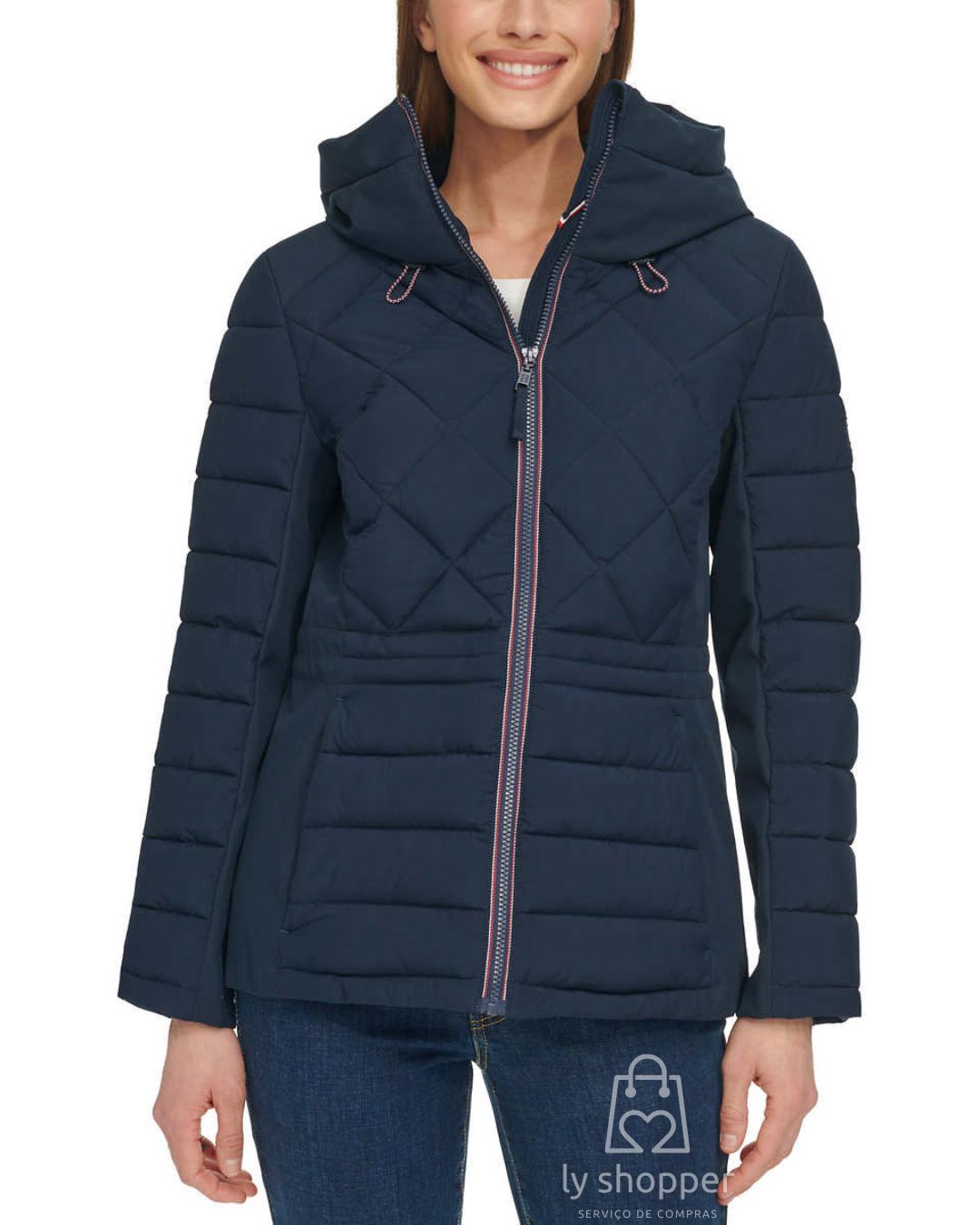 Jaqueta feminina importada TOMMY HILFIGER puffer com capuz