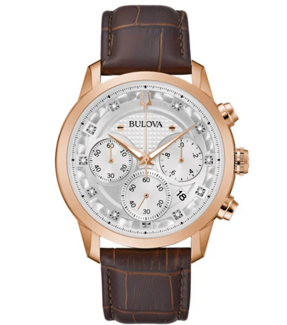 Relógio masculino Bulova Classic Diamond Chronograph de aço inoxidável Quartz