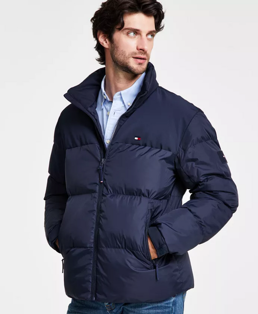 Jaqueta masculina TOMMY HILFIGER puffer grossa sem capuz