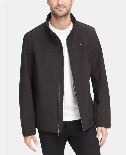 Jaqueta masculina clássica com zíper frontal e soft-shell TOMMY HILFIGER