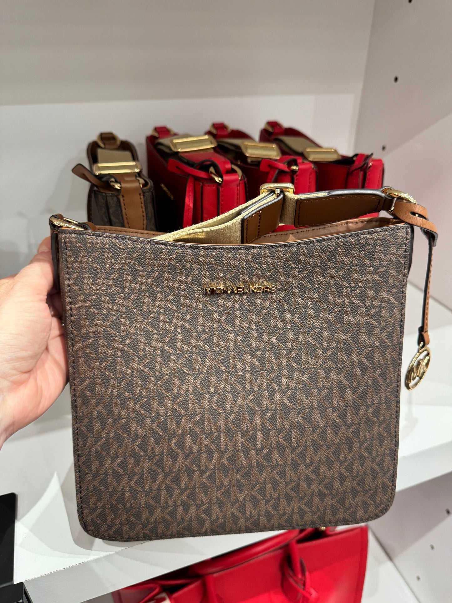 Bolsa importada MICHAEL KORS transversal Jet Set mensageiro com alça de tecido