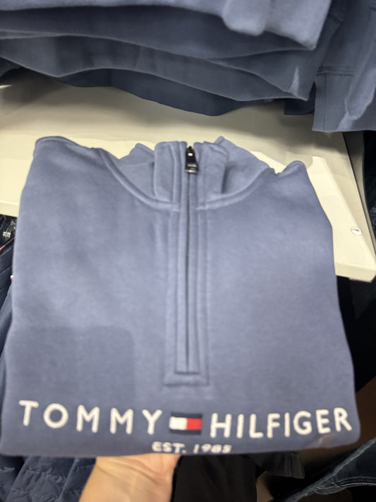 Blusa moletom peluciado importada TOMMY HILFIGER masculino sem capuz com zíper na gola