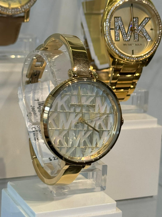 Relógio de aço inoxidável Michael Kors Blair pulseira fina logo MK no mostrador