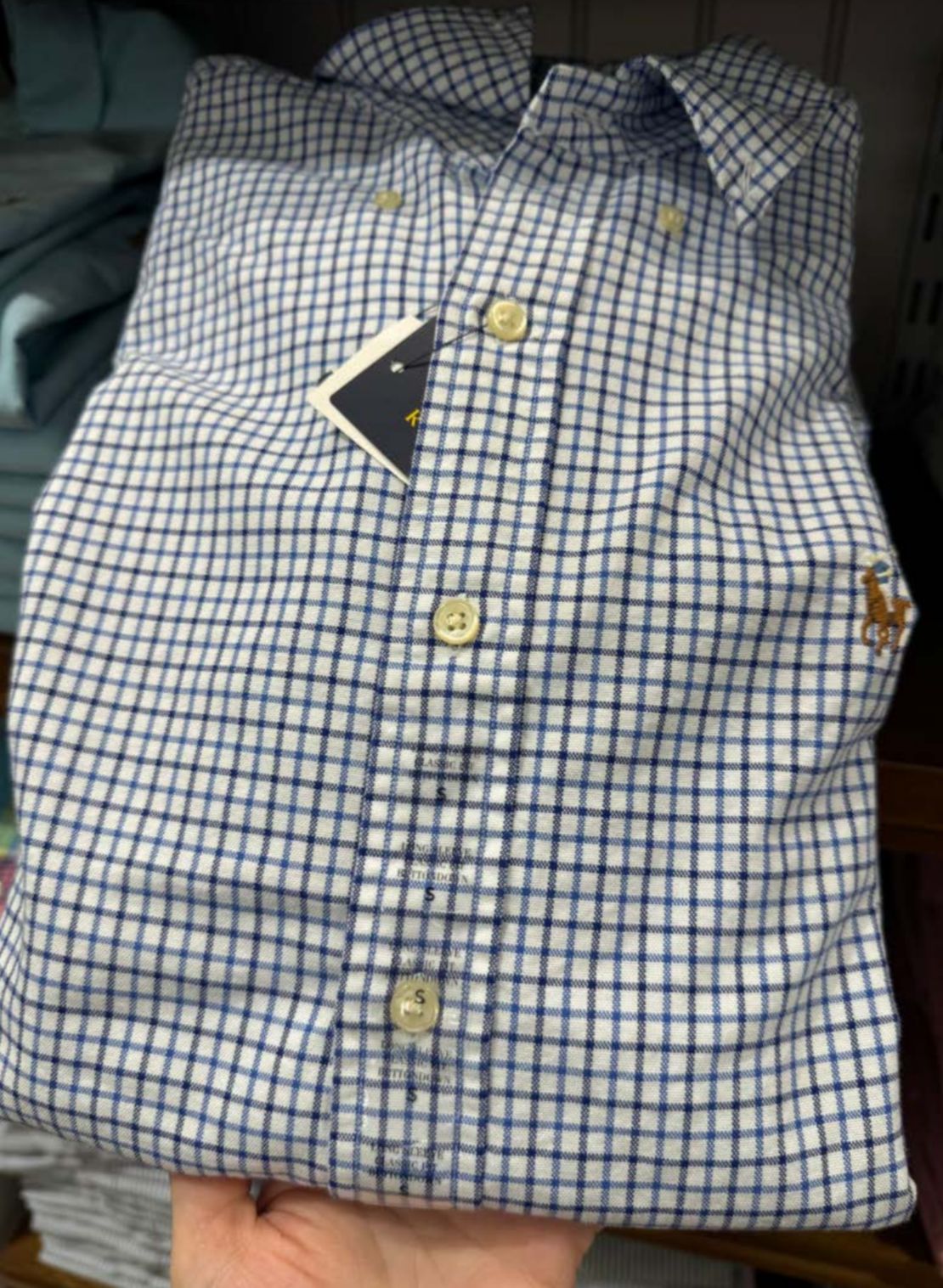 Camisa de botão manga longa masculina Oxford POLO RALPH LAUREN