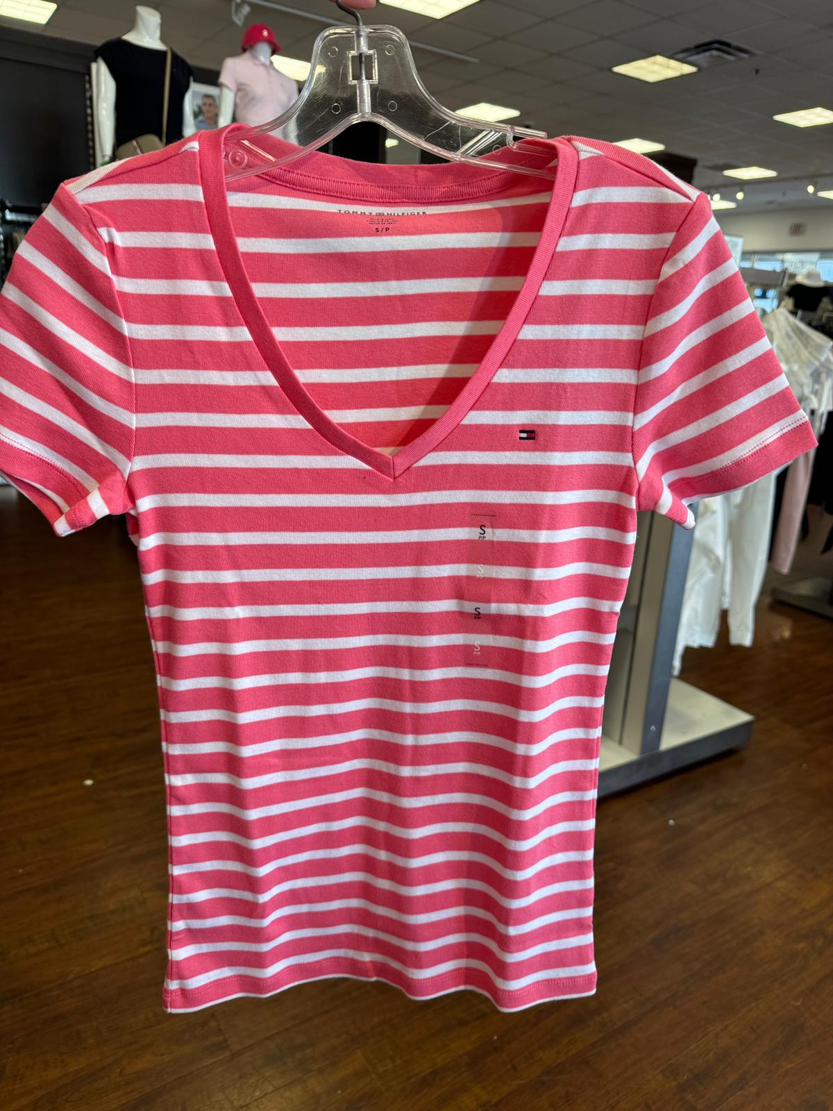 Blusa feminina de cotton TOMMY HILFIGER gola V ou redonda