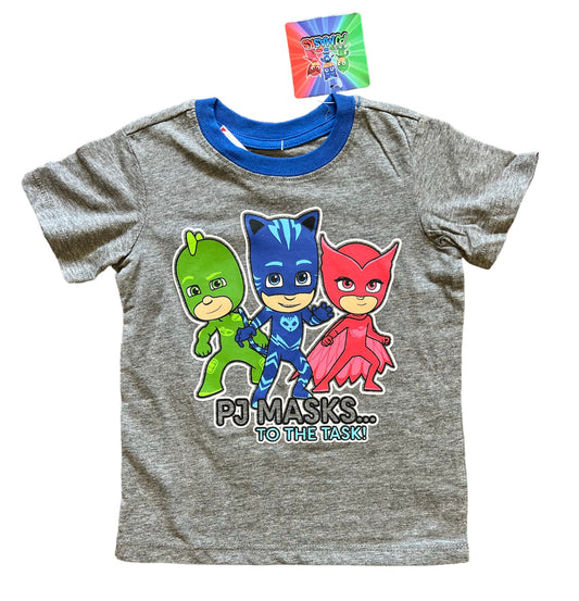 Camiseta cinza com azul forte PJMASKS