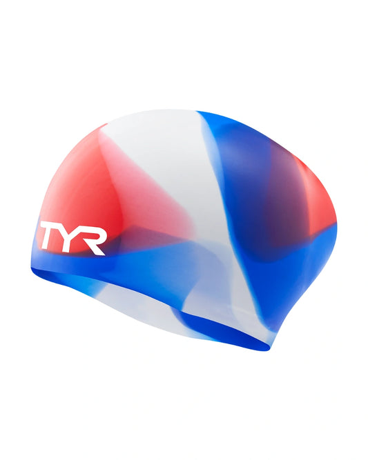 Touca de natação de silicone para cabelos longos TYR Youth - Tie Dye