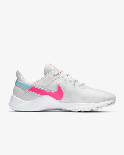 Tênis feminino NIKE Legend Essential 2 Premium branco rosa e azul