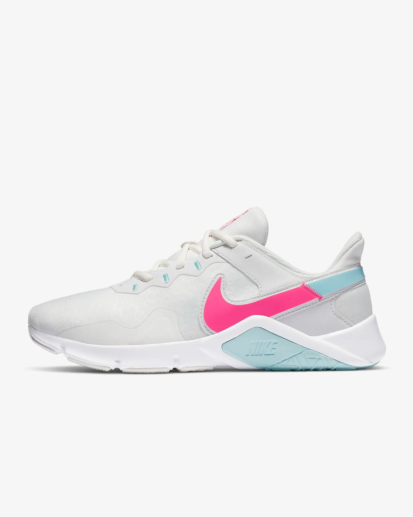 Tênis feminino NIKE Legend Essential 2 Premium branco rosa e azul